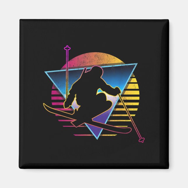 Retro Vintage 80s Ski Magnet (Framsidan)