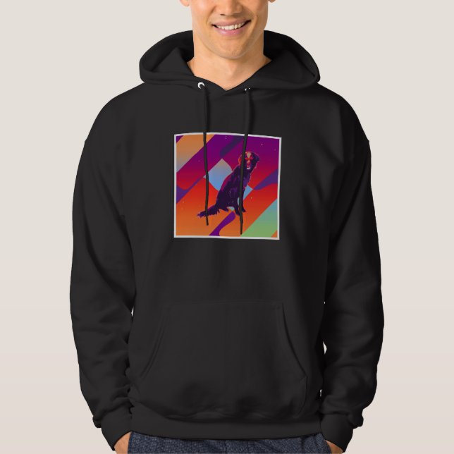 Retro Vintage Aesthetic Flat Coated Retriever Hoodie (Framsida)
