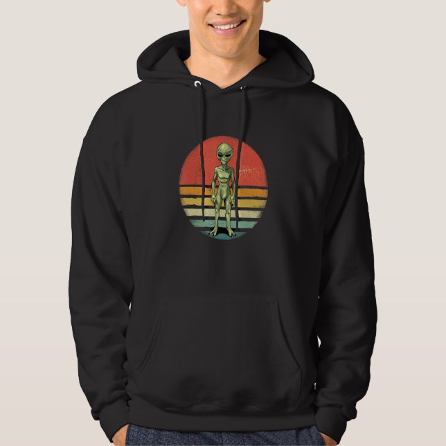 Retro Vintage Alien UFO Extraterrestrial Abduction Hoodie (Framsida)