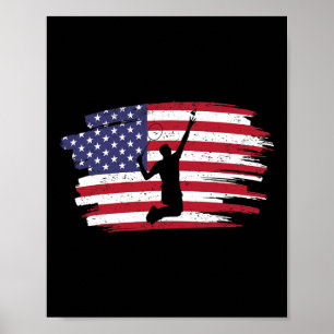 Retro Vintage American Flagga Badminton 4:e juli Poster