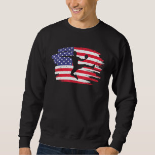 Retro Vintage American Flagga Handball 4 juli Lång Ärmad Tröja
