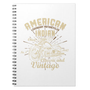 Retro Vintage American Motorcle Indian for Old B Anteckningsbok