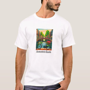 Retro Vintage Amsterdam Holland Kanal Stad Resa T Shirt