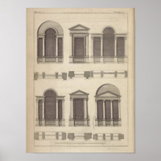 Retro Vintage Architectural Teckning Windows Poster
