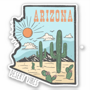 Retro Vintage Arizona Öken Kaktus Resa Klistermärken