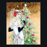 Retro vintage art deco dam jul Helgdag Poster<br><div class="desc">design av www.etsy.com/Shop/VanityFlairDesign</div>