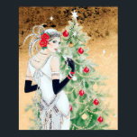 Retro vintage art deco dam jul Helgdag Poster<br><div class="desc">design av www.etsy.com/Shop/VanityFlairDesign</div>