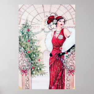 Retro vintage art deco jul dam poster