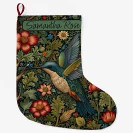 Retro vintage art nouveau hummingbird stor julstrumpa