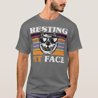 Retro-Vintage - återställ Pit Ansikte Funny Pitbul T Shirt