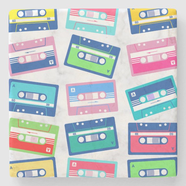 Retro Vintage Audio Bandkassett Mönster Stenunderlägg (Framsidan)