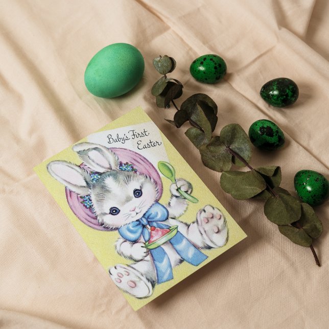 Retro vintage Babys första påsk vykort (Skapare uppladdad)