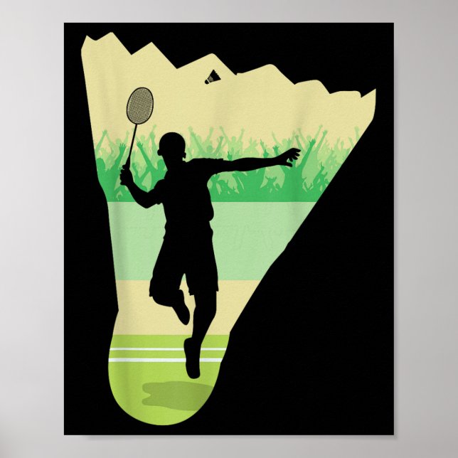 Retro Vintage Badminton Shuttle Spelare  Poster (Framsidan)