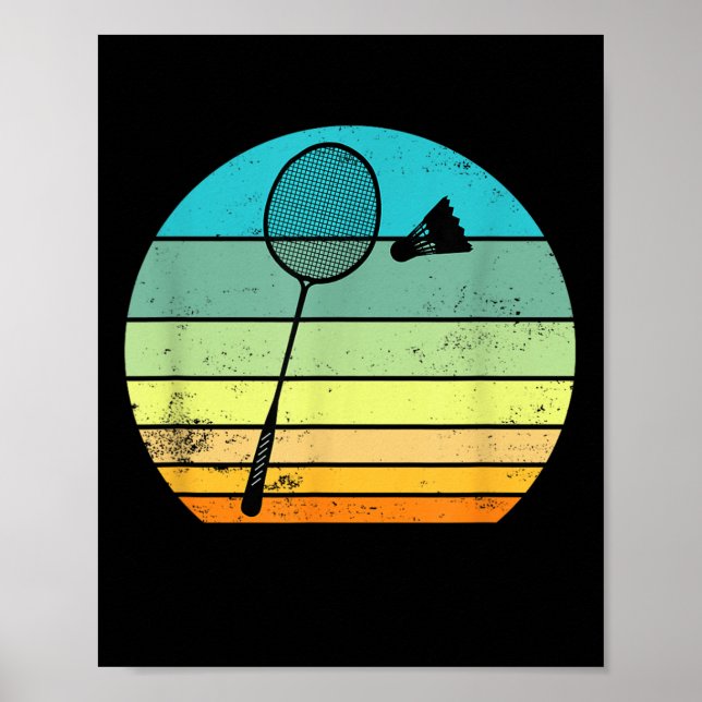 Retro Vintage Badmintonracket Badmintonspelare  Poster (Framsidan)