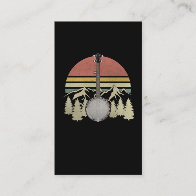 Retro Vintage Banjo Bluegräsbergsmusiker Visitkort (Framsida)