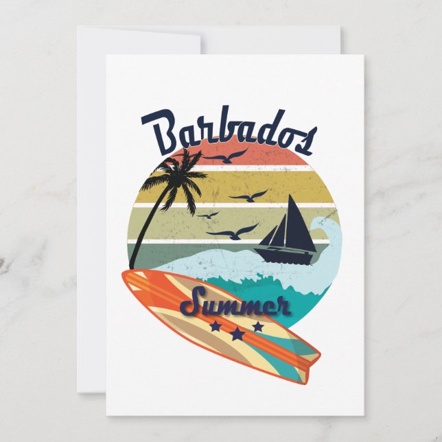Retro vintage Barbados sommarsemester Kort (Framsida)