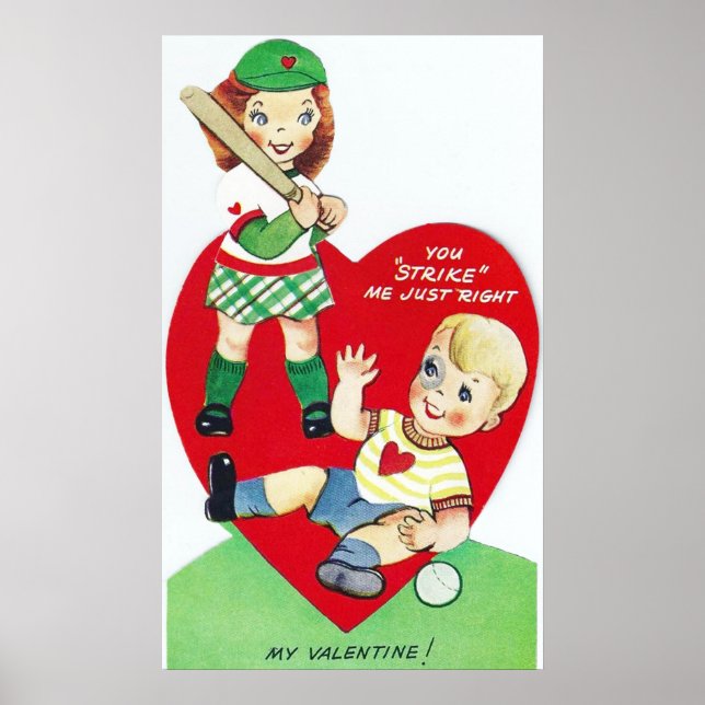 Retro vintage baseball Valentine poster (Framsidan)