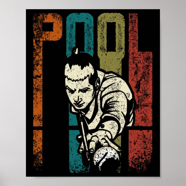 Retro Vintage Bassäng Billiards Poster (Framsidan)