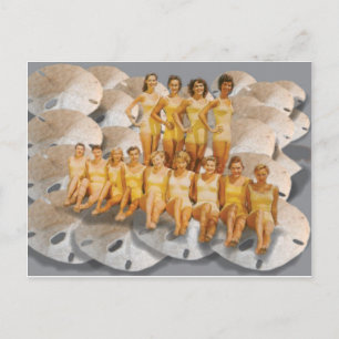 Retro Vintage Bathing Beauties på Sand Dollars Vykort