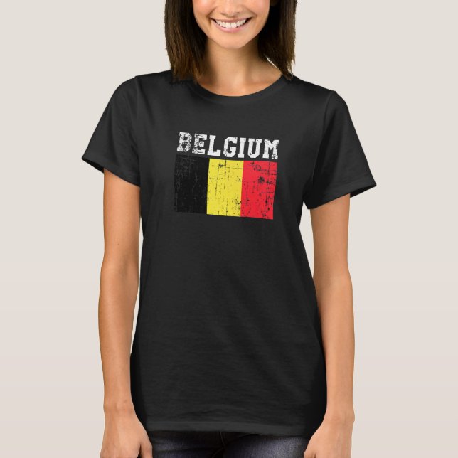 Retro Vintage Belgium Flagga belgisk Roots T Shirt (Framsida)