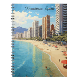 Retro Vintage Benidorm Spain Travel Mediterranean Anteckningsbok