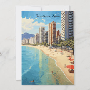 Retro Vintage Benidorm Spanien Resa Medelhavet Kort
