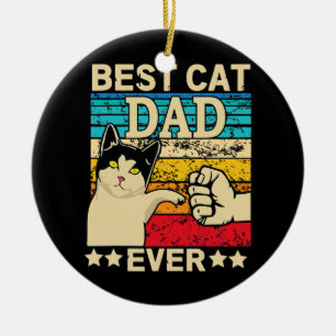 Retro Vintage Best Cat Pappa någonsin Cat-pappa Julgransprydnad Keramik
