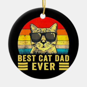 Retro Vintage Best Cat Pappa - stöt Far Julgransprydnad Keramik