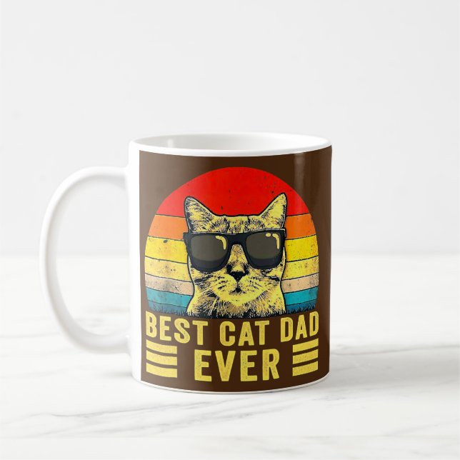 Retro Vintage Best Cat Pappa - stöt Far Kaffemugg (Vänster)
