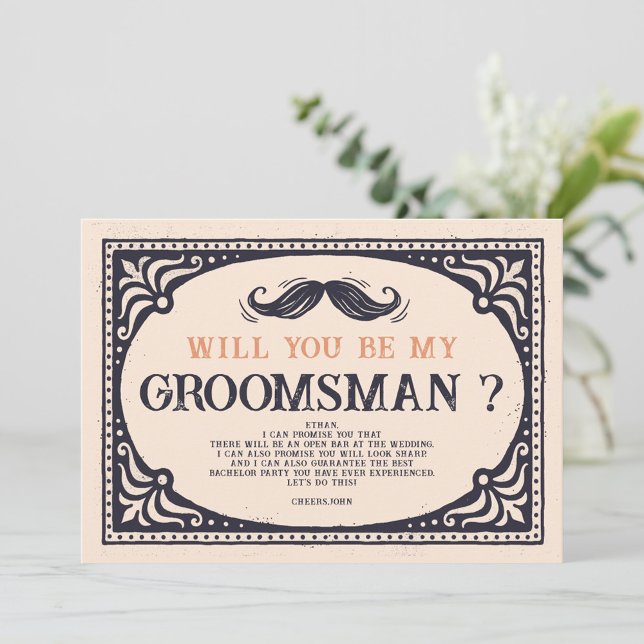 Retro Vintage Best Man Frieri Inbjudningar (Skapare uppladdad)