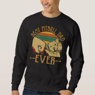 Retro Vintage Best Pitbull Pappa någonsin Lång Ärmad Tröja