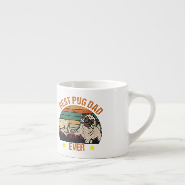 Retro Vintage Best Pug Pappa någonsin Espressomugg (Höger)