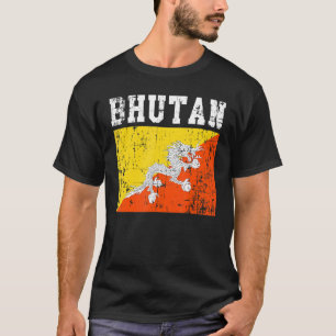Retro Vintage Bhutan Flagga Bhutanese Roots T Shirt