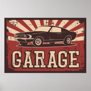 Retro vintage bil garage poster