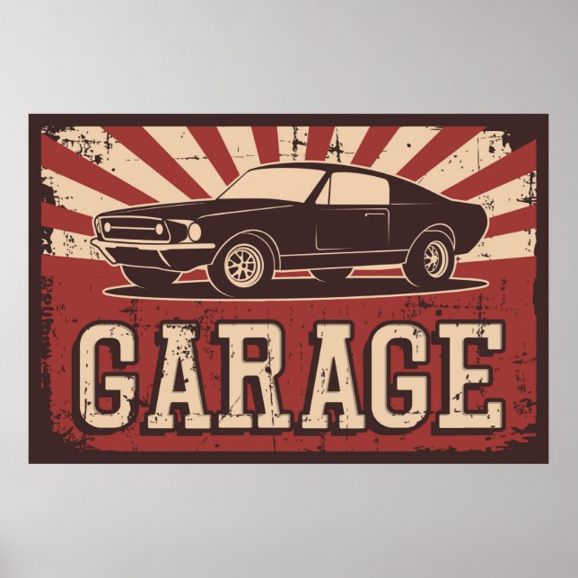 Retro vintage bil garage poster (Framsidan)