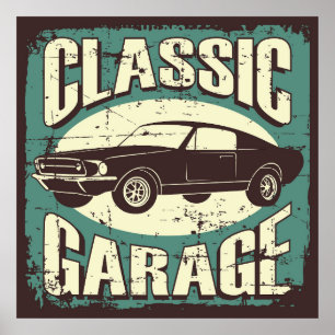 Retro vintage bil garage poster