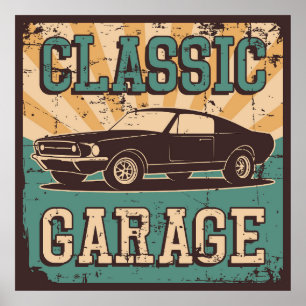 Retro vintage bil garage poster