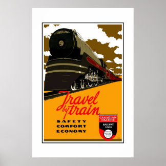 Retro Vintage Bild Resa Med Tåg Poster