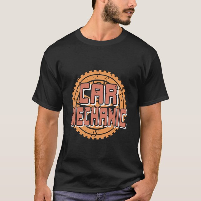 Retro Vintage BILMekaniker Coola Designs Present T Shirt (Framsida)