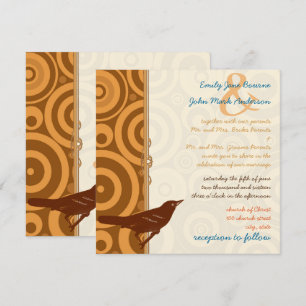 Retro Vintage Bird Orange Brown Modern Circles Inbjudningar