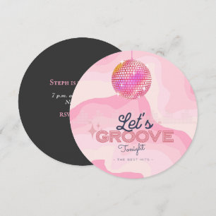 Retro Vintage Birthday Theme, Disco Boll:s inbjuda Inbjudningar