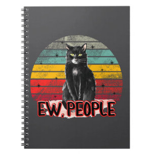 Retro Vintage Black Cat Ew People Anteckningsbok
