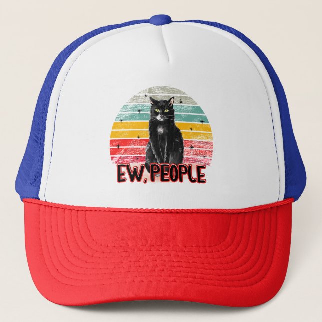 Retro Vintage Black Cat Ew People Keps (Framsida)