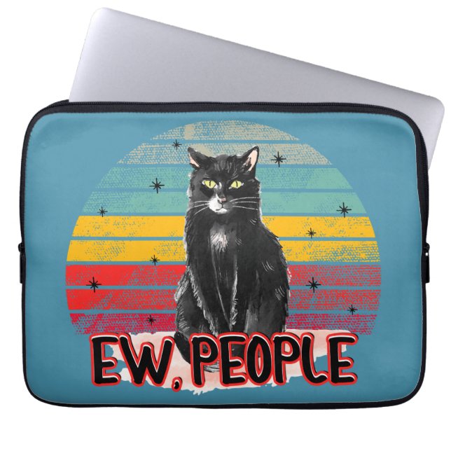 Retro Vintage Black Cat Ew People Laptop Fodral (Framsidan)