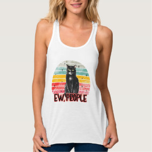 Retro Vintage Black Cat Ew People Linne Med Racerback