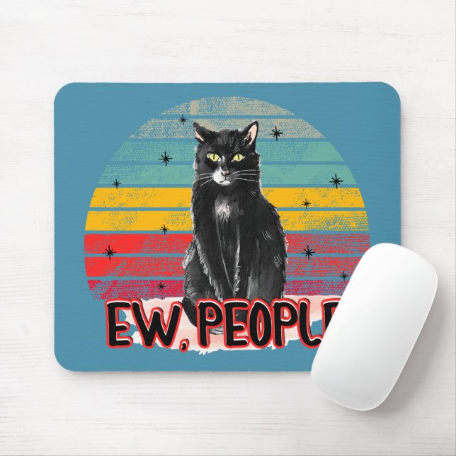 Retro Vintage Black Cat Ew People Musmatta (Med mus)