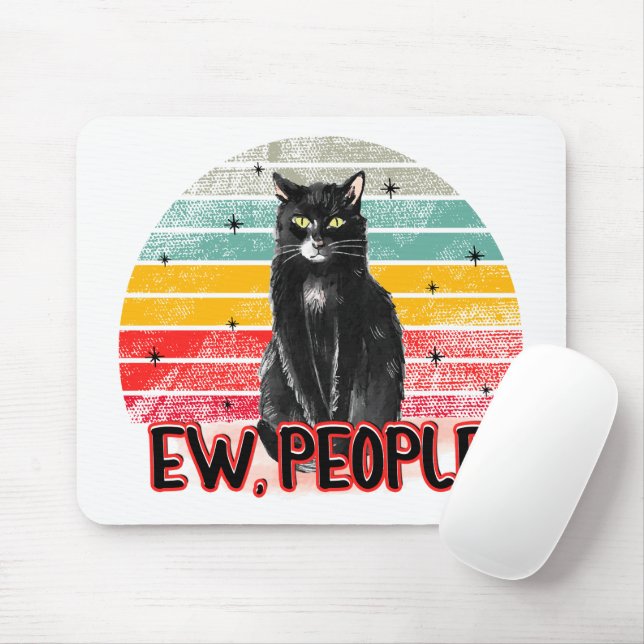 Retro Vintage Black Cat Ew People Musmatta (Med mus)