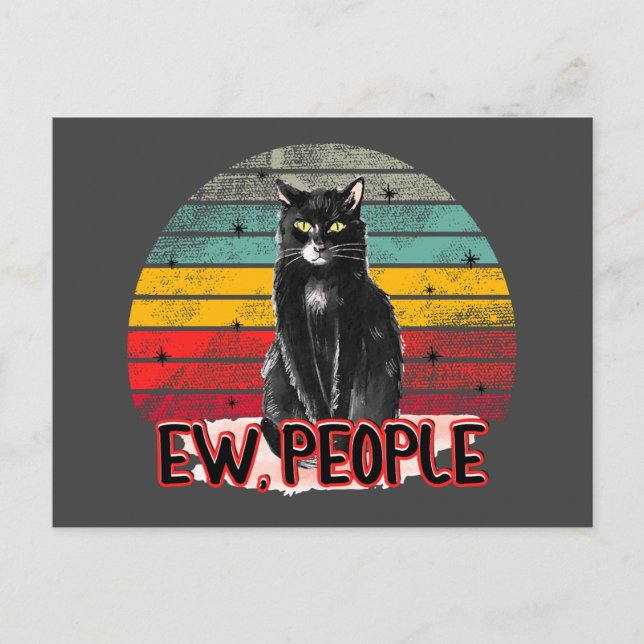 Retro Vintage Black Cat Ew People Vykort (Framsida)