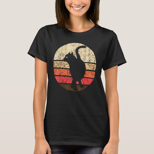 Retro Vintage Black Cat T Shirt (Framsida)