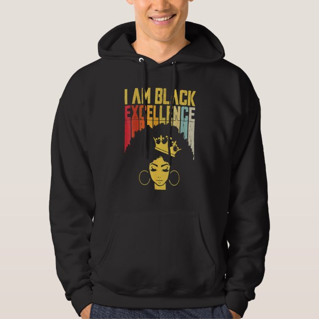 Retro Vintage Black Excellence African Pride Histo Hoodie (Framsida)